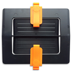 Box Latch Example: Black model with orange anchors on top